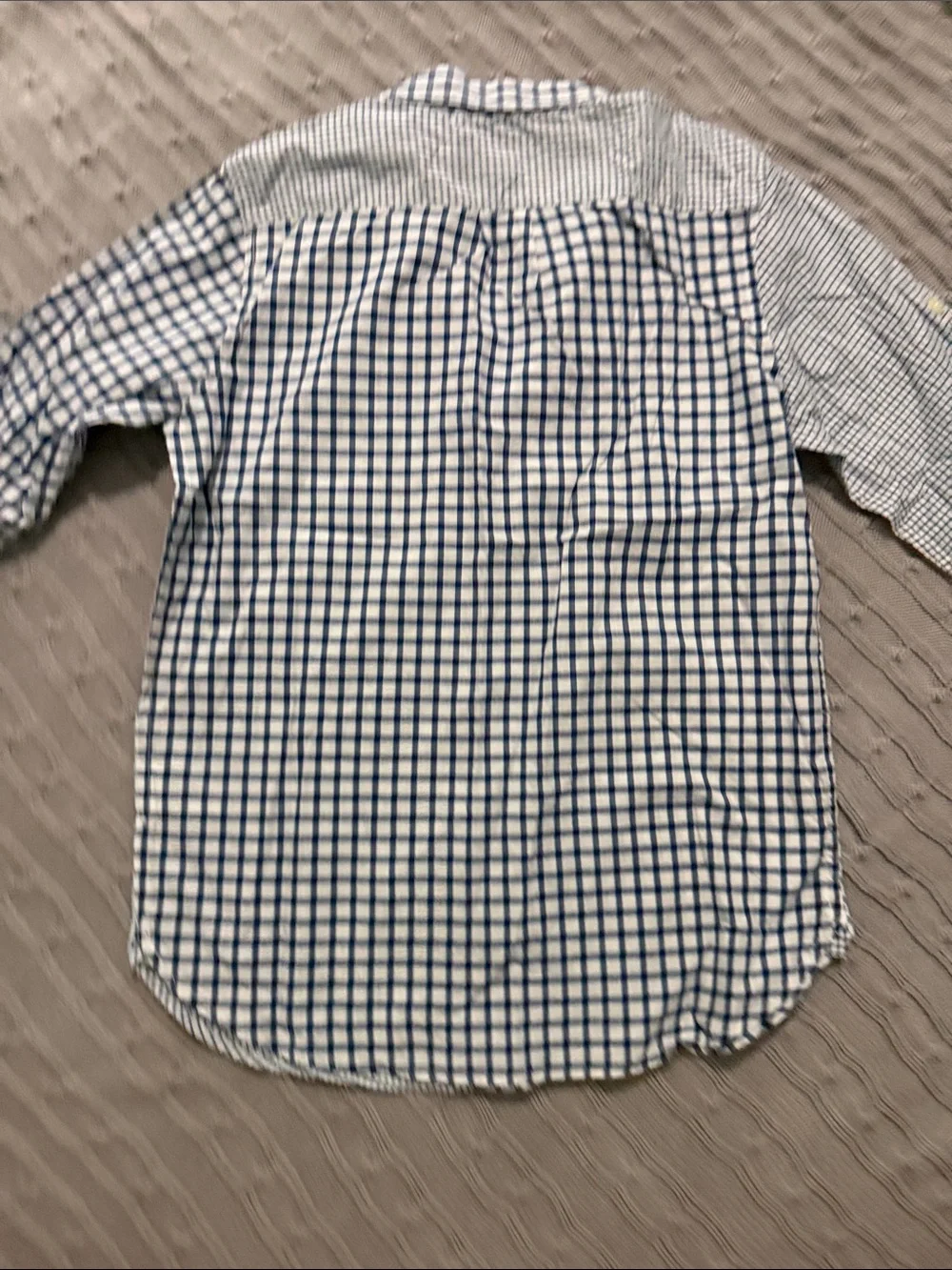 GAP Boys 10 Blue and White Check Patchwork Button-Down Shirt